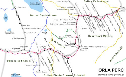 Orla Perć mapa szlaku